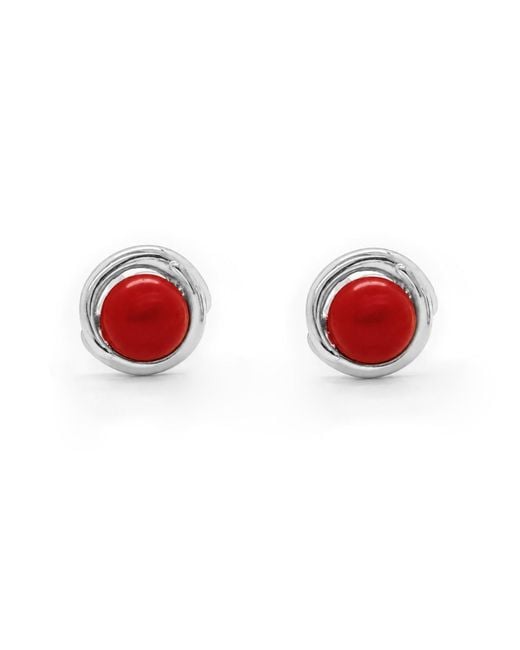 Unaloe Red Sterling Coral Stud Earrings – Handmade Italian Jewelry For