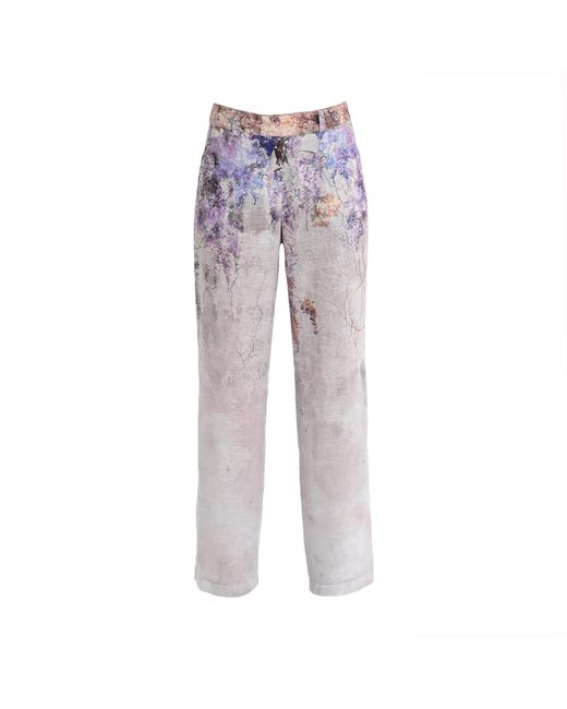 Lalipop Design Gray Abstract Floral Print Wide-Leg Pants
