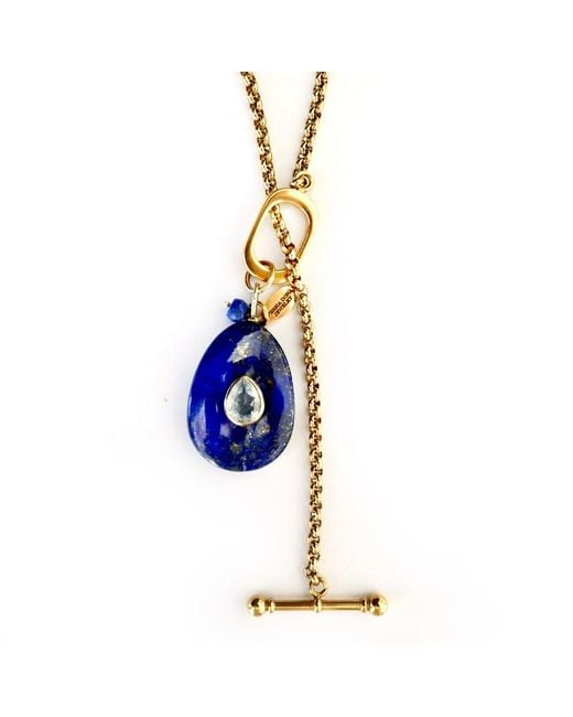 Persia Dona Jewelry Metallic Lapis Vintage Toggle Chain Necklace