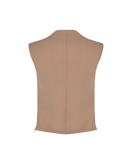 Maan Istanbul Brown Queen Anne Neckline Camel Color Blouse