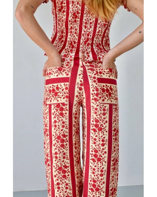 Mind Traveler Red Valeria Floral Jeans