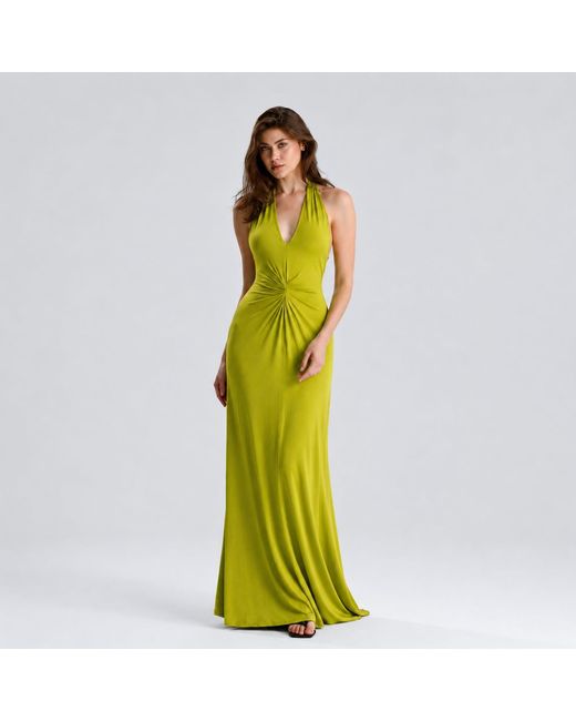 Maison De Gala Yellow Sienna Lime Halter Dress
