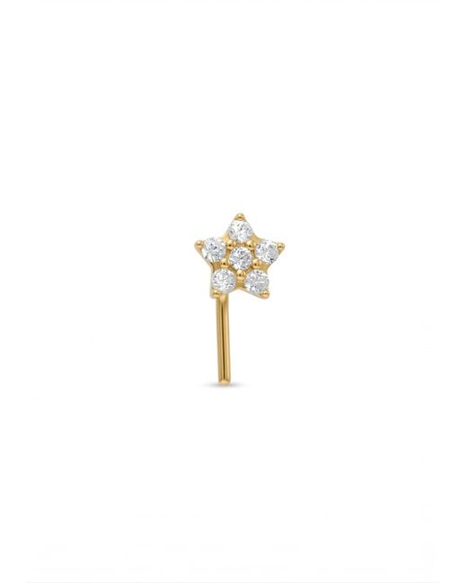 Zahav Jewelry White 14K Solid 24G Star Cz L-Shape Nose Stud