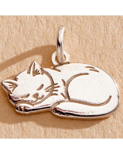 Posh Totty Designs Metallic Sterling Sleeping Cat Dinky Charm Bracelet