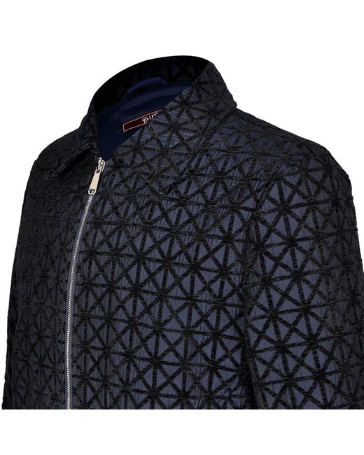 DAVID WEJ Blue Kensington Luxury Velvet Jacquard Aviator Set for men