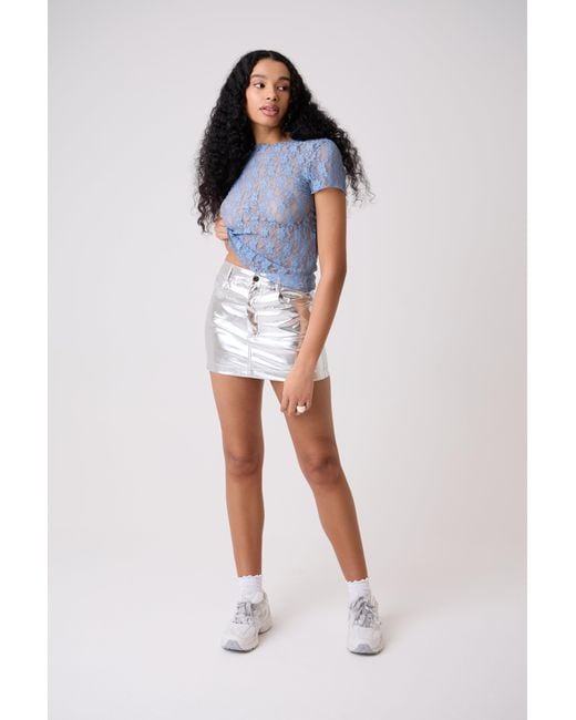 Amy Lynn Blue Orla Floral Lace Top
