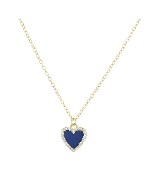 KAMARIA Metallic Mini Lapis Lazuli Heart Necklace With Crystals