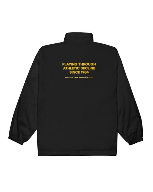 Anchor and Crew Black Athletic Decline Sports Club League Embroidered Windbreaker Coat for men