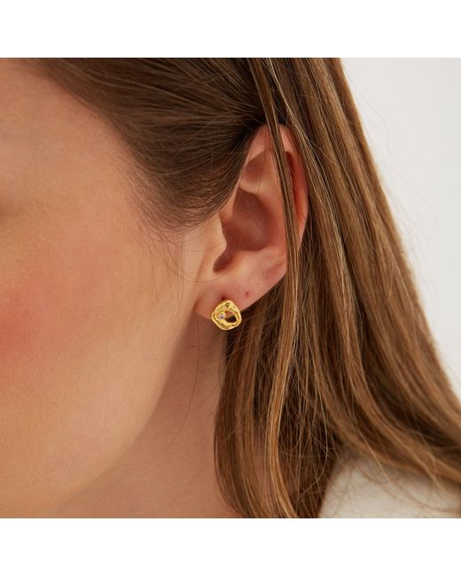 Spero London Metallic Dripping Molten Natural Textured Sterling Authentic Earring