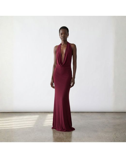Alia Studio Red Frisson Maxi Dress