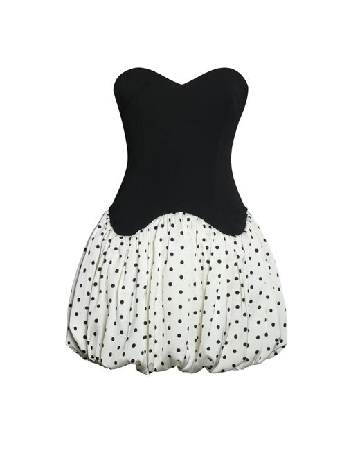 Miss Circle New York Black Dahliana Polka Dot Bubble Hem Corset Mini Dress