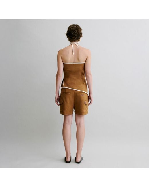 Luroq London Brown Faux Suede Halter Top Tan