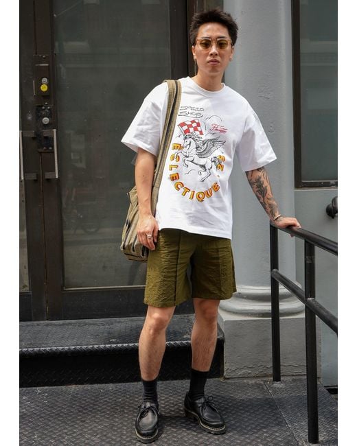 Éclectique White Racing Graphic T-Shirt for men