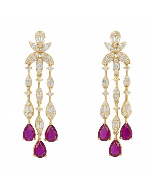 Latelita London Metallic Duchess Ruby Drop Earrings