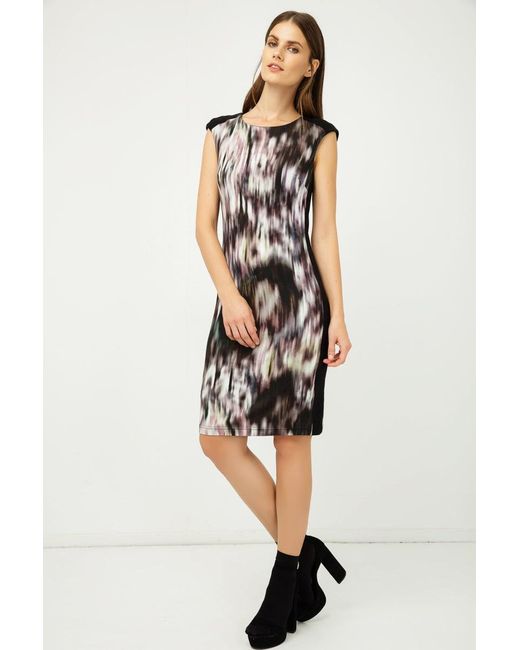Conquista Black Sleeveless Print Dress