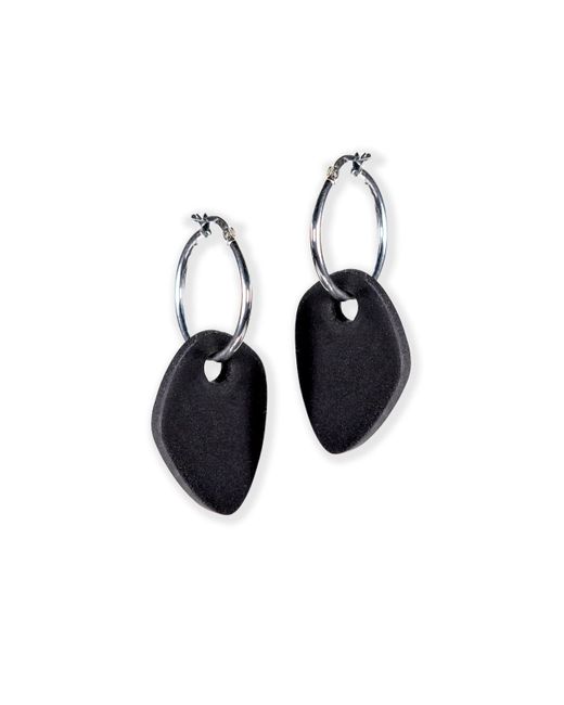 By Chavelli Black Modern Art Drop Charm Hoop Earrings