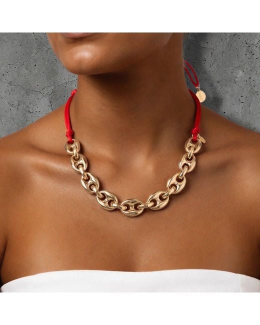 Persia Dona Jewelry Red Puffy Gg Link Chain Necklace