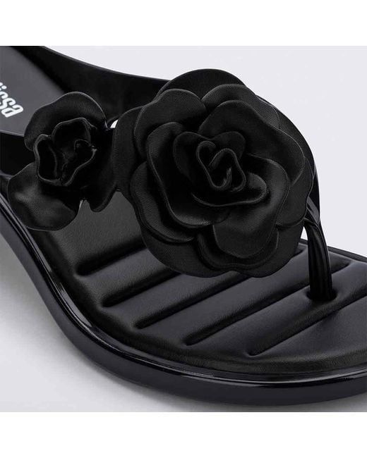 Melissa Black Thong Kitten Heel Petals