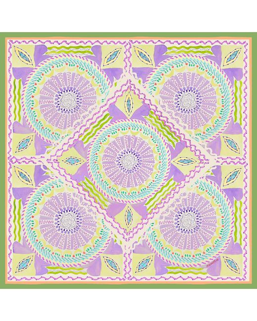 Maraethra Pink Lunar Mandala Silk Square Scarf