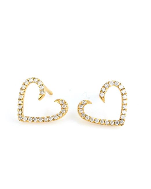 Artisan Metallic Diamond Open Heart Stud Earrings
