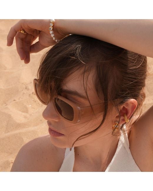 LINYA JEWELLERY Metallic Lili Stone Hoop Earrings