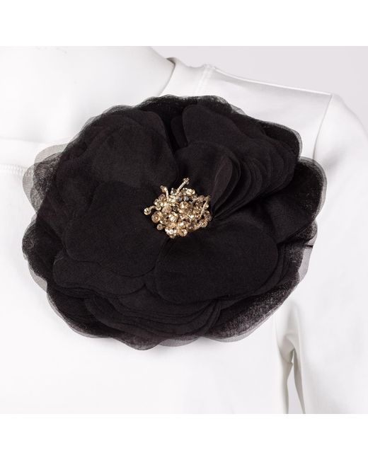 House of Laines London White Laines Couture Embellished Organza Corsage Brooch T-Shirt