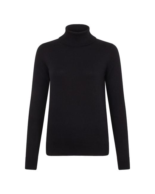 Paul James Knitwear Black Terri Ultra-Fine Cotton Roll Neck Long Sleeve Jumper