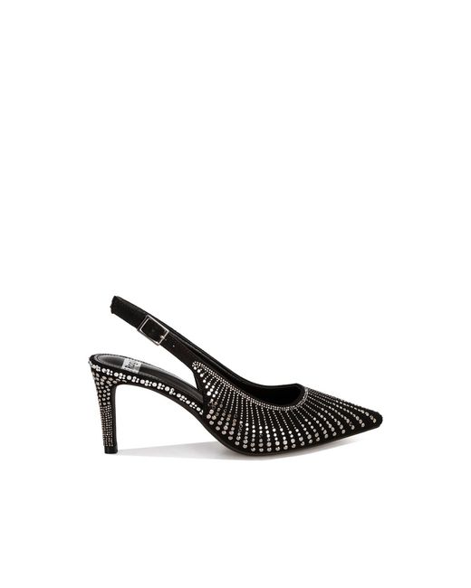 Rag & Co Black Odessa Slingback Rhinestone Embellished Heels