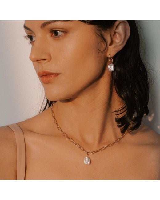 Lait & Lune Metallic Ryna Link Chain Pearl Necklace