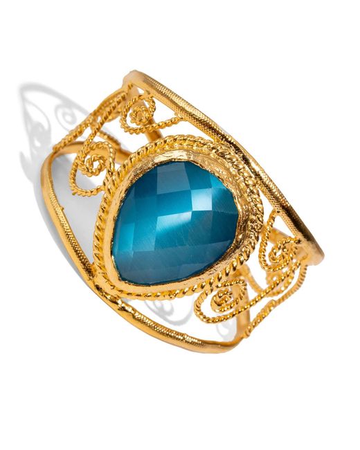 Ebru Jewelry Metallic Vintage Cat Eye Chunky Cuff Bracelet