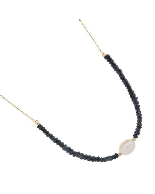 Ebru Jewelry Metallic Timeless Sapphire Pearl Choker Necklace
