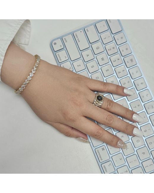 Farra Metallic Flexible Zircon Stone Tennis Bracelet