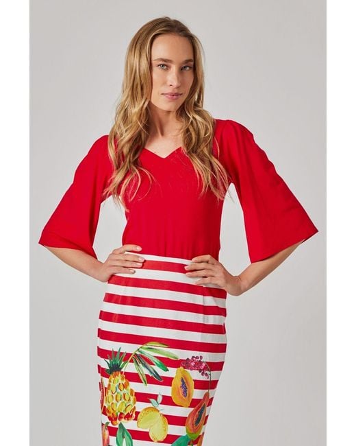 Marianna Déri Red Sweetheart Neckline Top