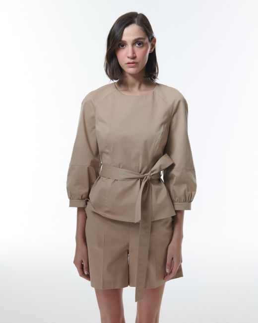 Theo the Label Natural Neutrals Thallo Belted Top
