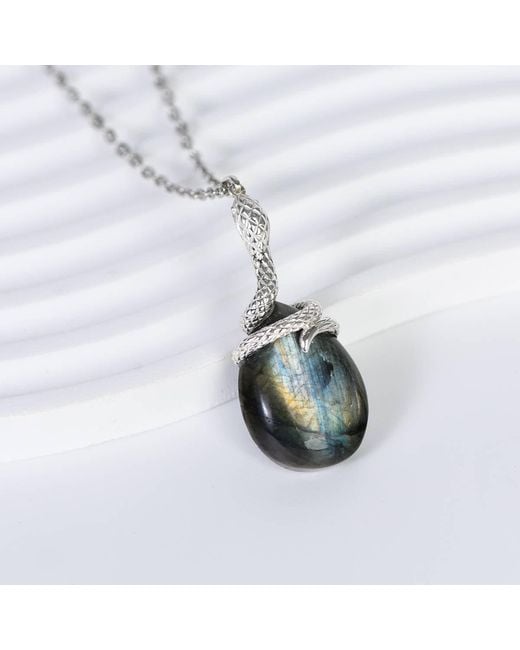 Ormiro Metallic Kundalini Snake Labradorite Vermeil Necklace