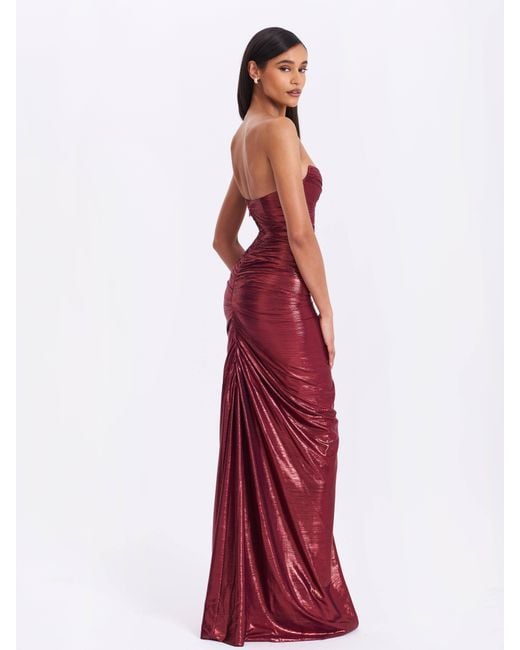 Miss Circle New York Red Sable Ruched Burgundy Glitter Mermaid Gown