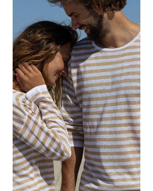 SALANIDA Natural Tanto Linen Long-sleeve Top Caramel