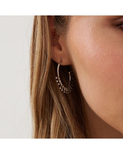 Spero London Metallic Sterling Crown Natural Textured Molten Large Hoop Earring