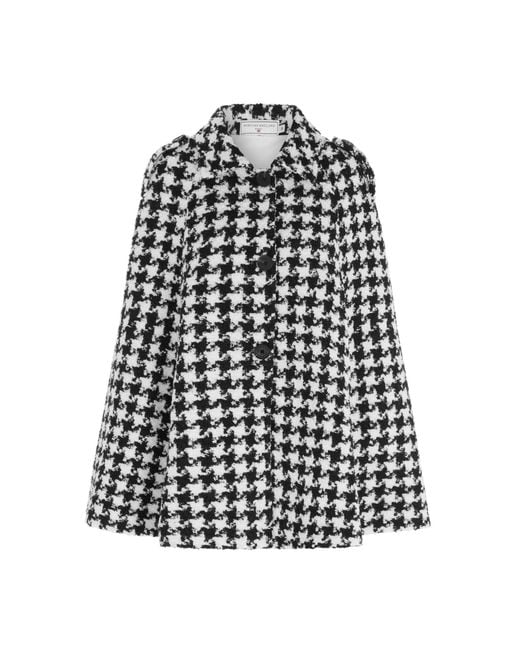 Hortons England White Tetbury Cape Houndstooth