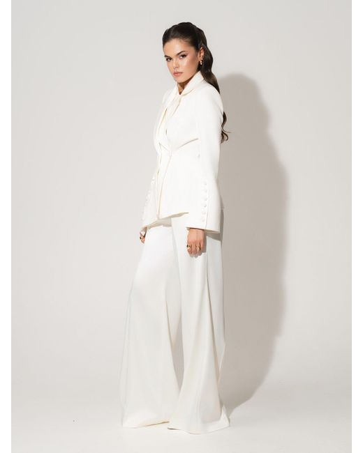 Tia Dorraine White Modern Power Asymmetric Tailored Blazer