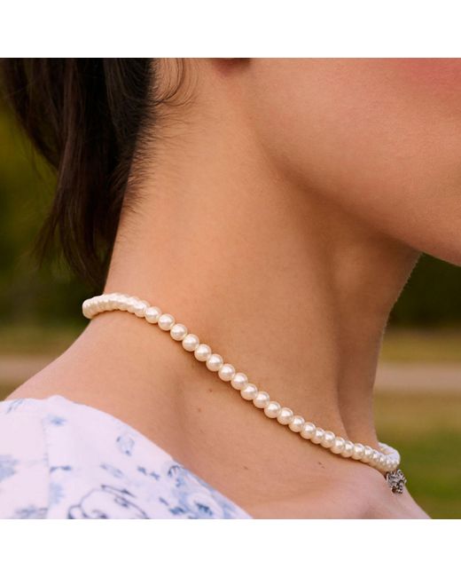 Cloud Haven Metallic Faux-Pearl Logo Pendant Necklace
