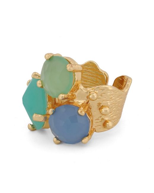 Ebru Jewelry Blue Aqua Chalcedony Goddess Adjustable Ring