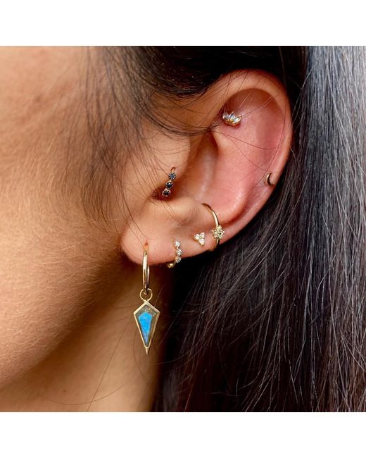 Zohreh Metallic Mini Diamond Trilogy Huggie Hoop Earring 9K Solid