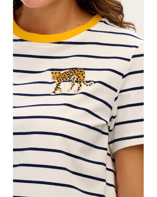 Sugarhill White Maggie T-Shirt, Off, Leopard Embroidery