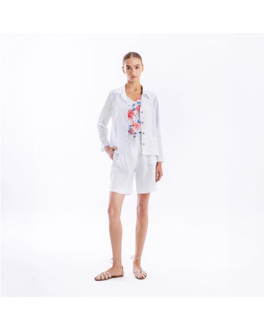 Haris Cotton White Linen Jacket With Pockets