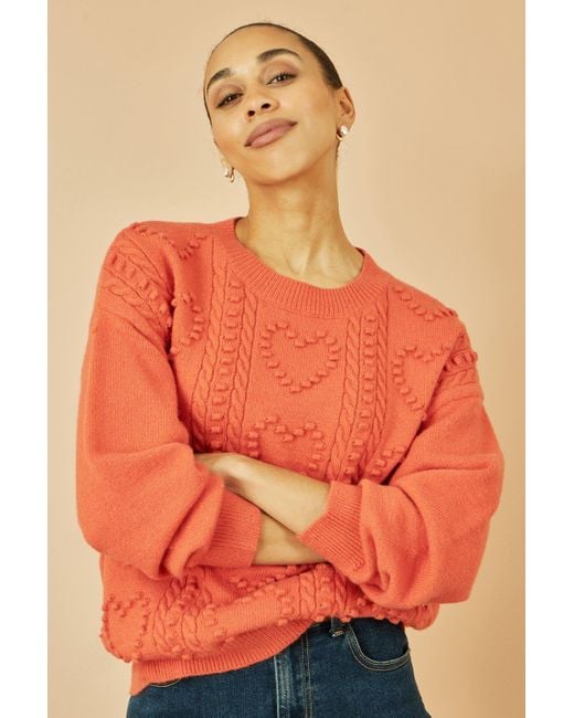 Yumi' Red Heart Knit Relaxed Jumper
