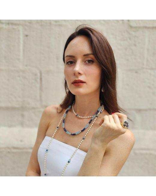 Farra Blue Lapis With Opal Color Matching Necklace