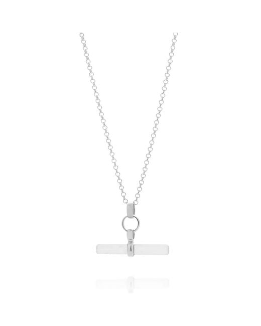 Nellou Jewellery Metallic Neutrals Quartz Crystal T Bar Necklace Sterling