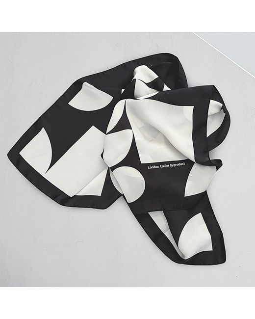London Atelier Byproduct Black Geometric Print Square Silk Scarf