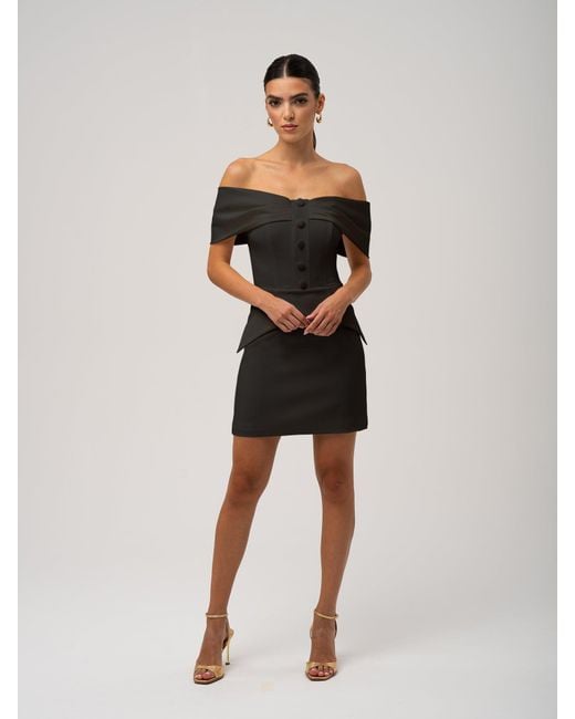 Tia Dorraine Black Steel Confidence Off-Shoulder Mini Dress